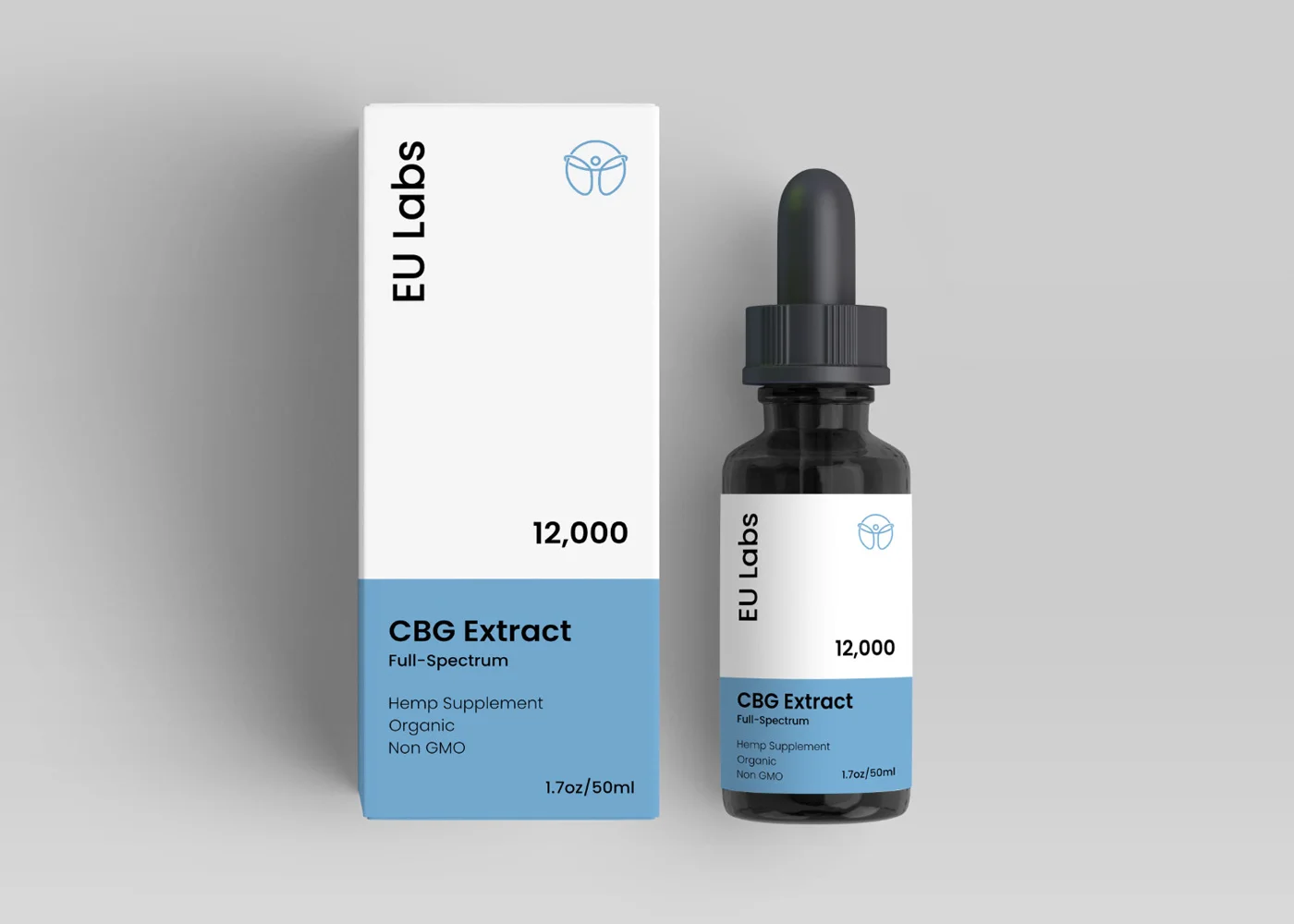 Front of a 50ml CBG oil bottle, 12000mg cannabigerol