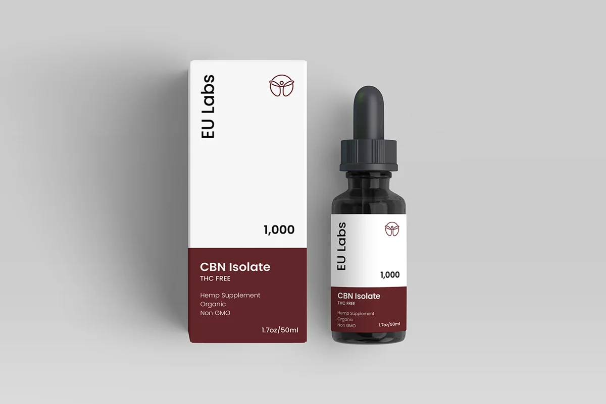 Front of a 50ml CBN oil bottle, 1000mg cannabinol